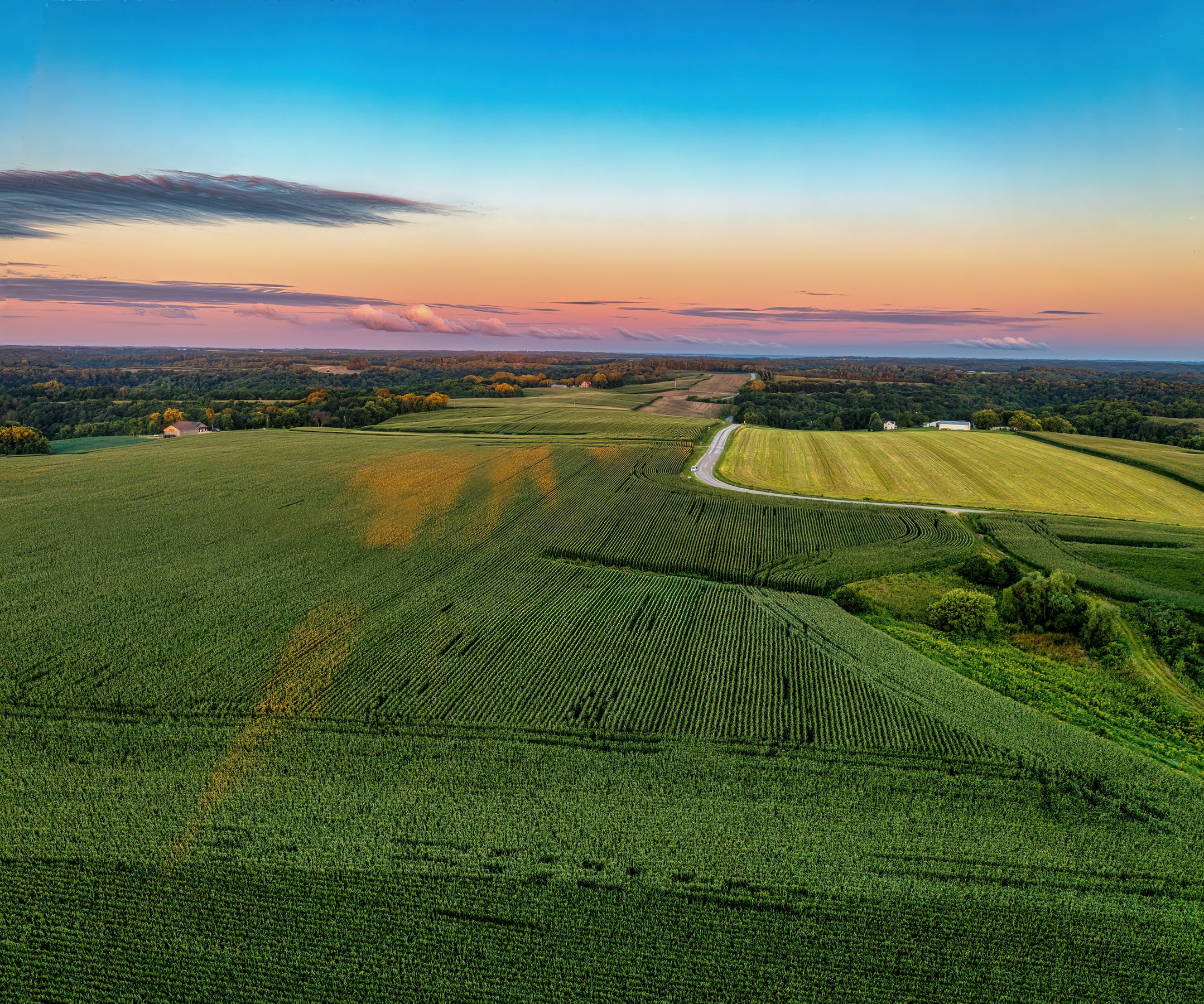Aerial view of Wisconsin countryside