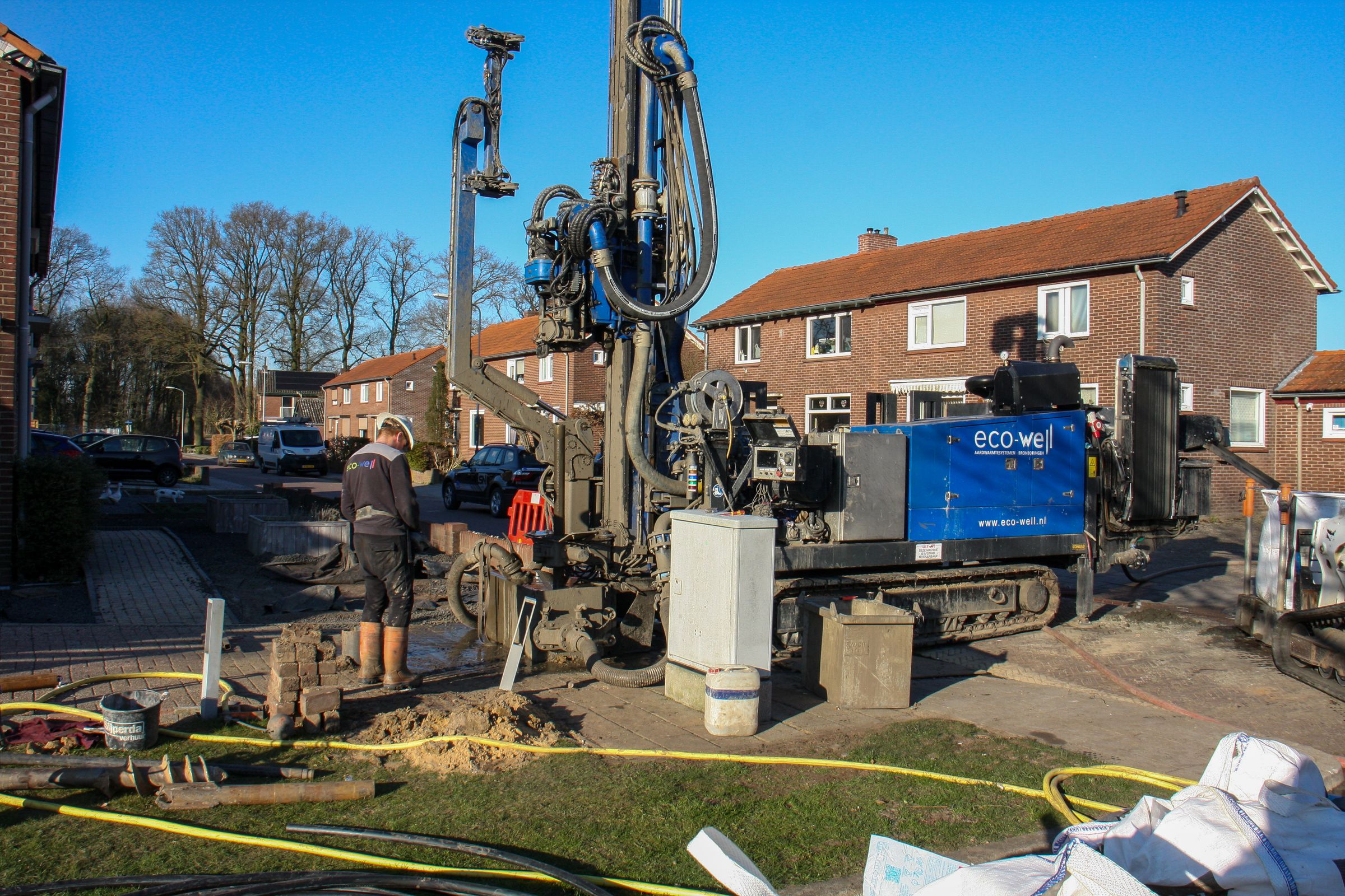 Water well drilling rig on site